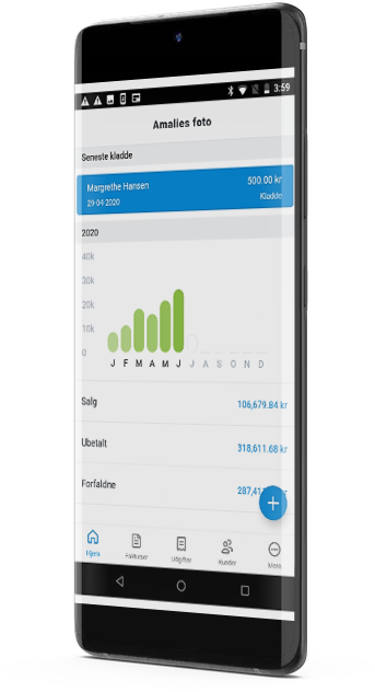 En Android mobil med Debitoor faktureringsapp